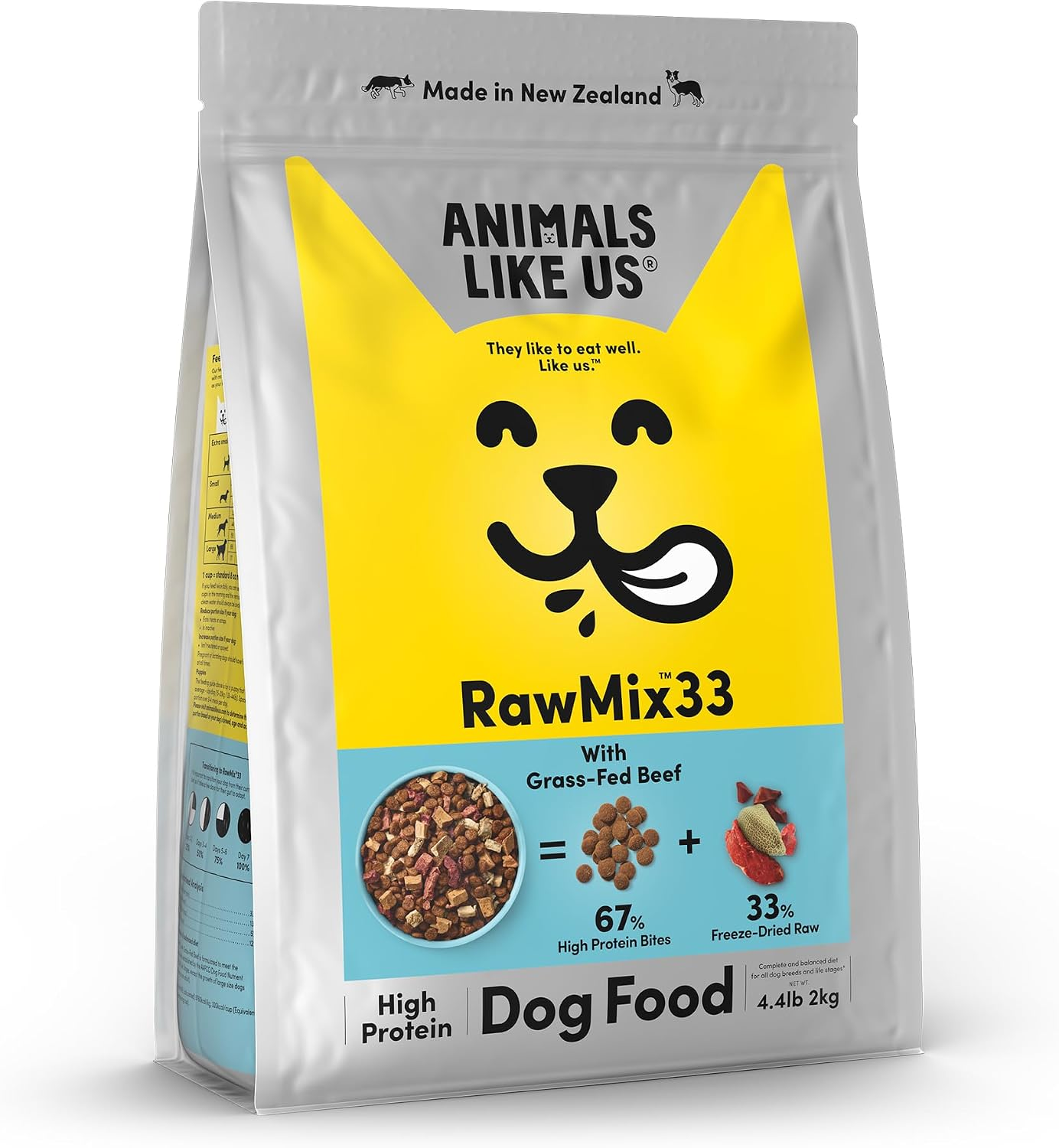 Rawmix33 Dog Food Grass-Fed Beef 2Kg — Freeze-Dried Raw NZ Beef, High Protein Kibble, Non-Gmo, No Wheat or Corn