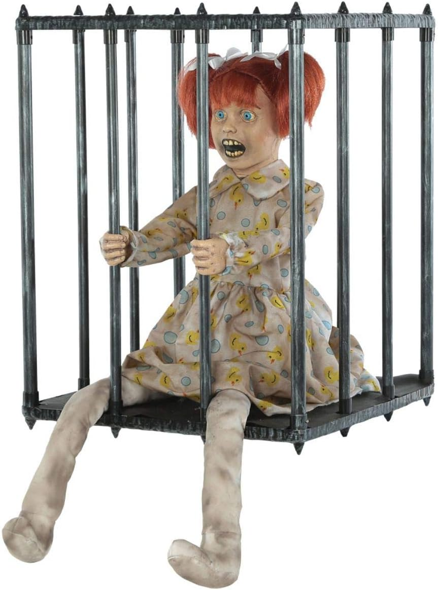Morris Costumes Animated Caged Kid Costume Prop - Walk around Halloween Prop and Interactive Scary Costume Accessory for Parties, Haunted Houses, Halloween Animatronics, and Creepy Clown Decorations