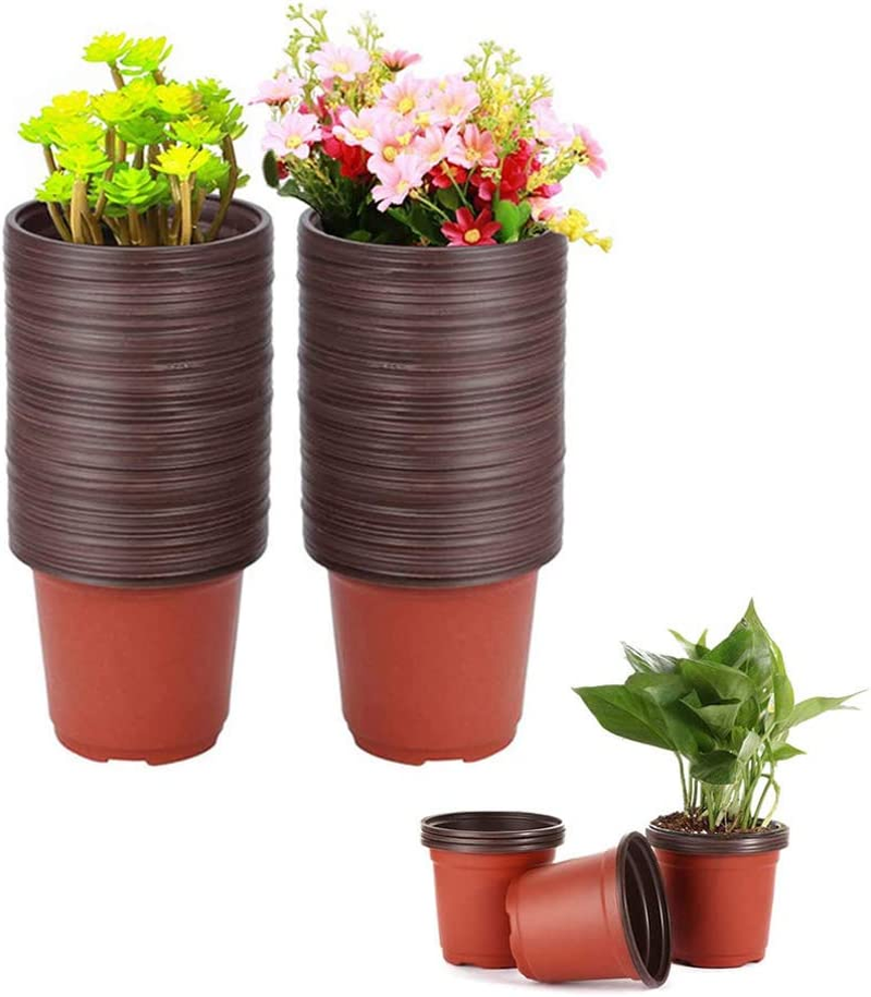 100 Pcs 3.5 Inch Plastic Seedlings Plants,Nursery Pots,Seed Starting Po