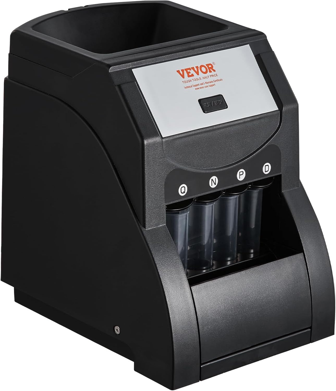 Coin Sorter, Coin Sorter and Wrapper Machine with 4 Larger Coin Tubes, Sorts USD Coin 1¢ 5¢ 10¢ 25, up to 230 Coins/Min, Black