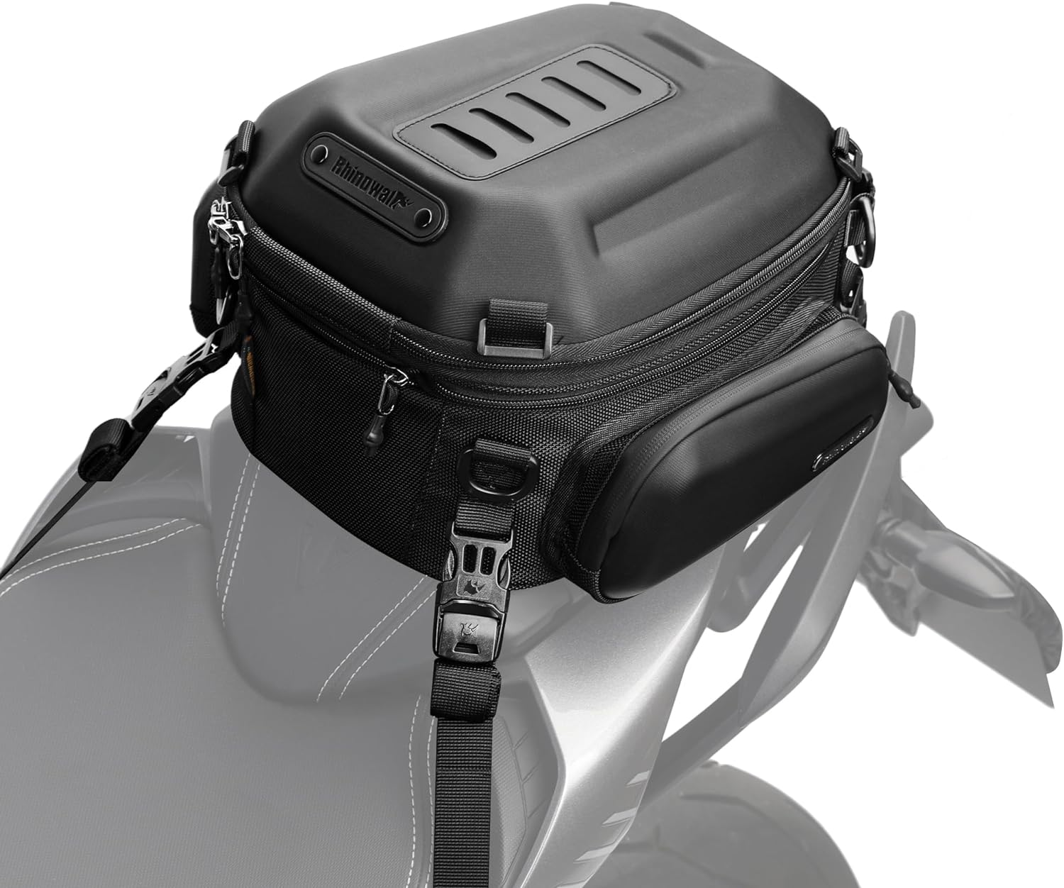Rhinowalk Motorcycle Tail Bag Rear Seat Bag Hard Shell Waterproof 12-18L Expa... - Picture 3 of 13