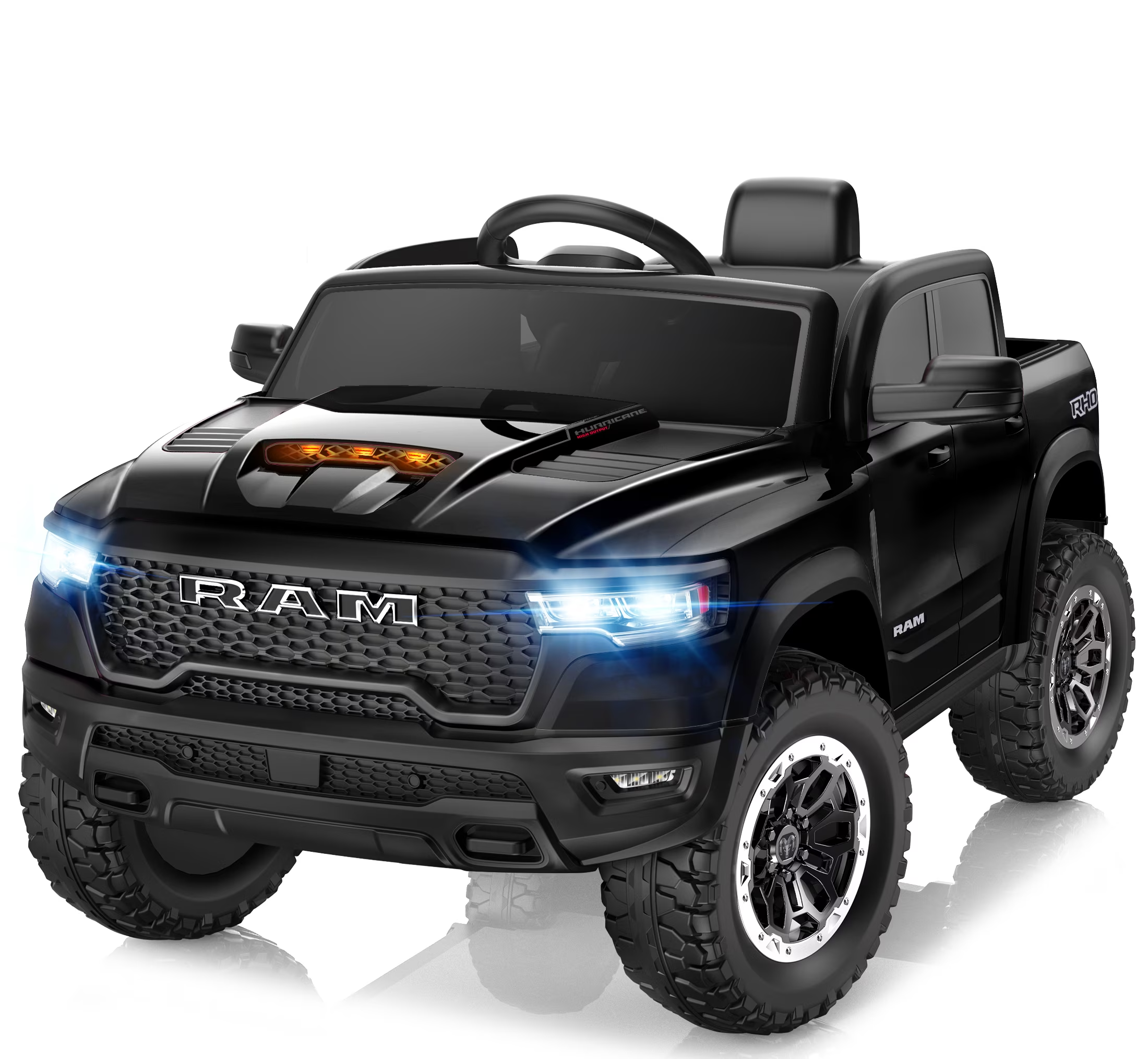 12V Electric Ride-On Truck Toy for Kids Remote Control Bluetooth LED Wheels Blk