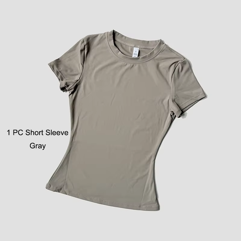 Quick-Drying Gym Leggings Set Sport Suit Short Sleeve Breathable Stretchy Slim Fitness Active Top Tight Gym Set