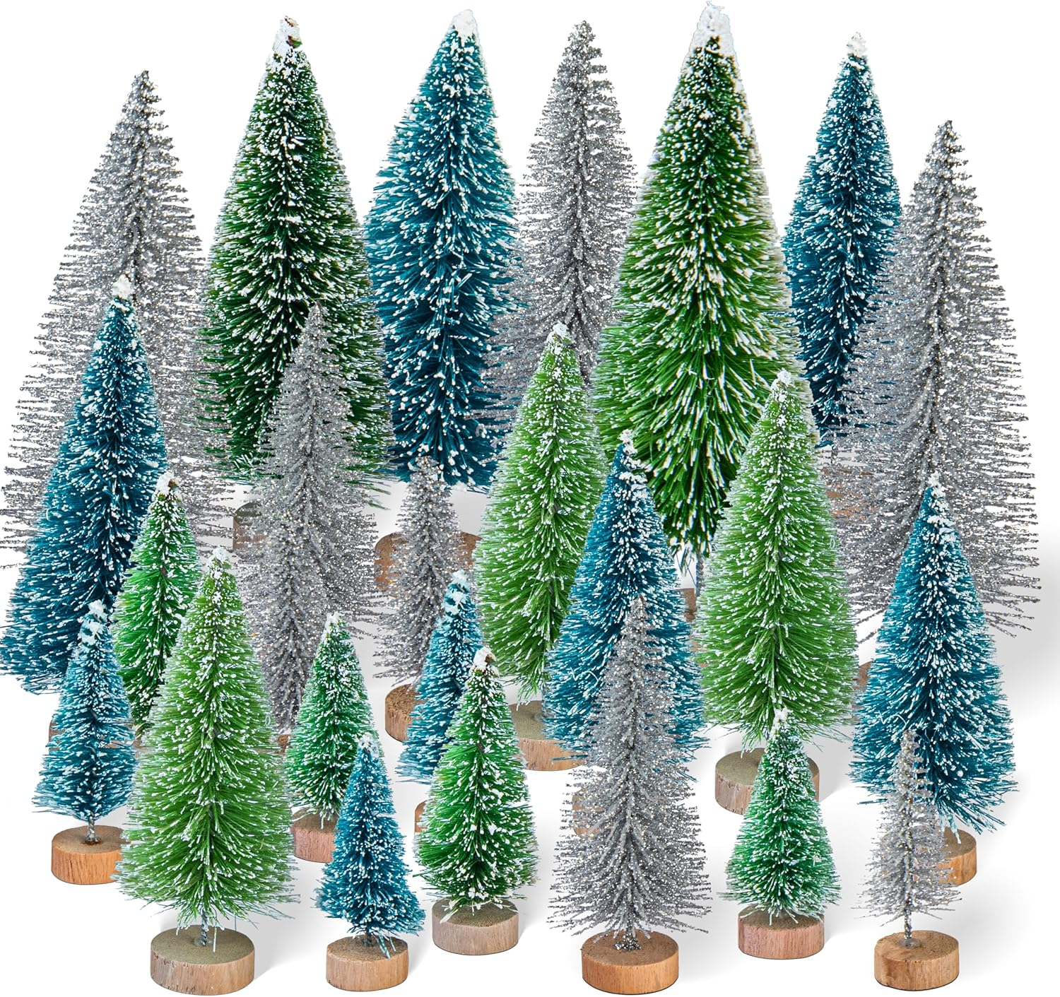 30 Pcs Mini Christmas Trees, Btowin VCF 3 Color Artificial Snow Frost Trees S... - Picture 2 of 13