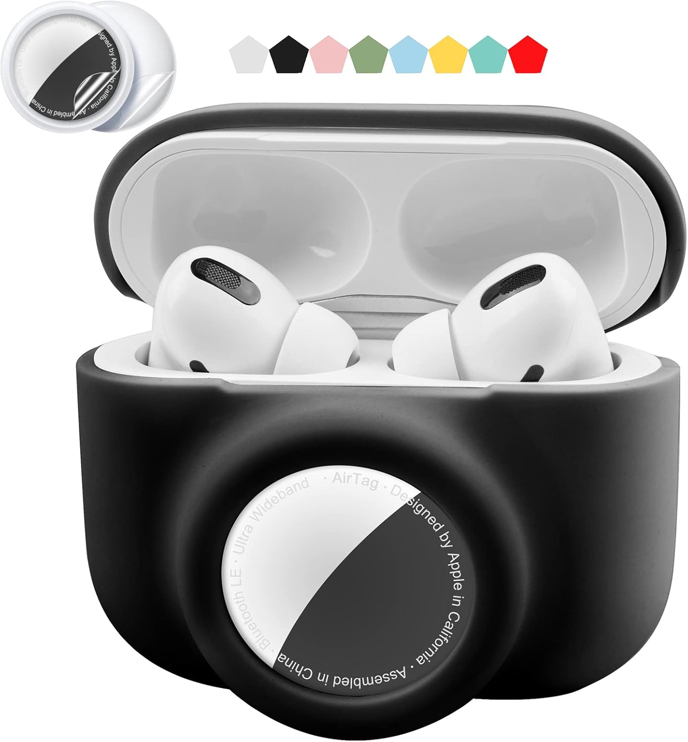 2 in 1 Protective Skin Case Compatible for Airpods Pro and Airtag Case Combo Set