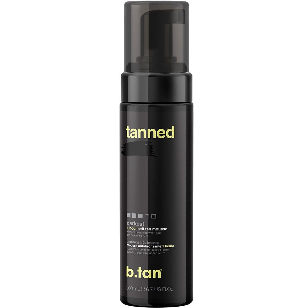 B.Tan Dark Self Tanner Mousse | Get Tanned - Best, 1 Hour Express Sunless Tanning Foam, No Fake Tan Smell, Ultra Dark Bronzing Glow, Face & Body, Vegan, Cruelty Free, 6.7 Fl Oz