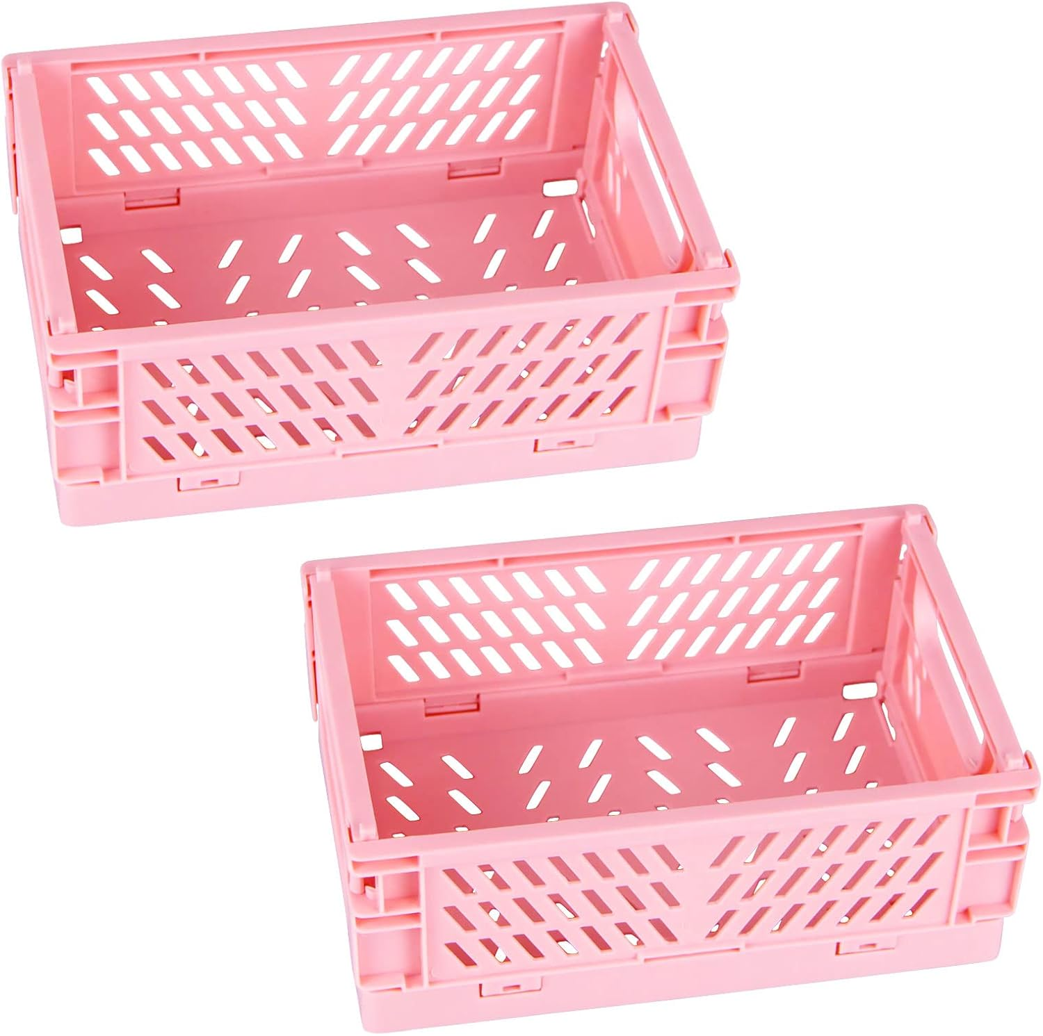 2 Pack Mini Foldable Plastic Baskets Organizing Storage Collapsible Crate Home Kitchen