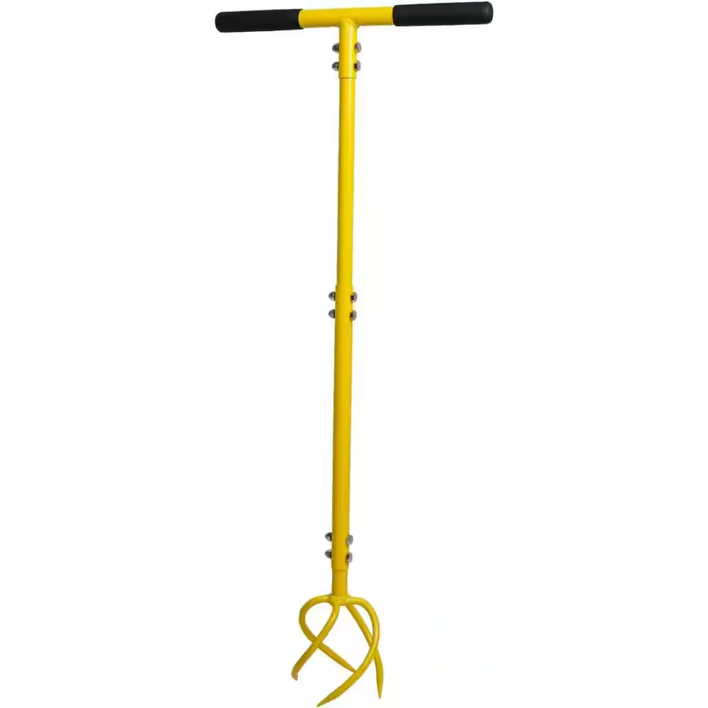 37.4 In. 4-Tine Manual Twist Tiller Cultivator, Lawn Aerator Soil Lossener for Plant Box with Height Adjustable, Yellow