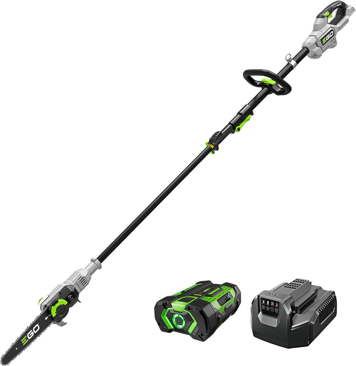 EGO Power+ Pole Saw, Cordless Electric Pole Saw for Tree Trimming with Telescopic LED Cut Line Indicator, Includes 56V 2.5Ah Battery and Charger - PS1001