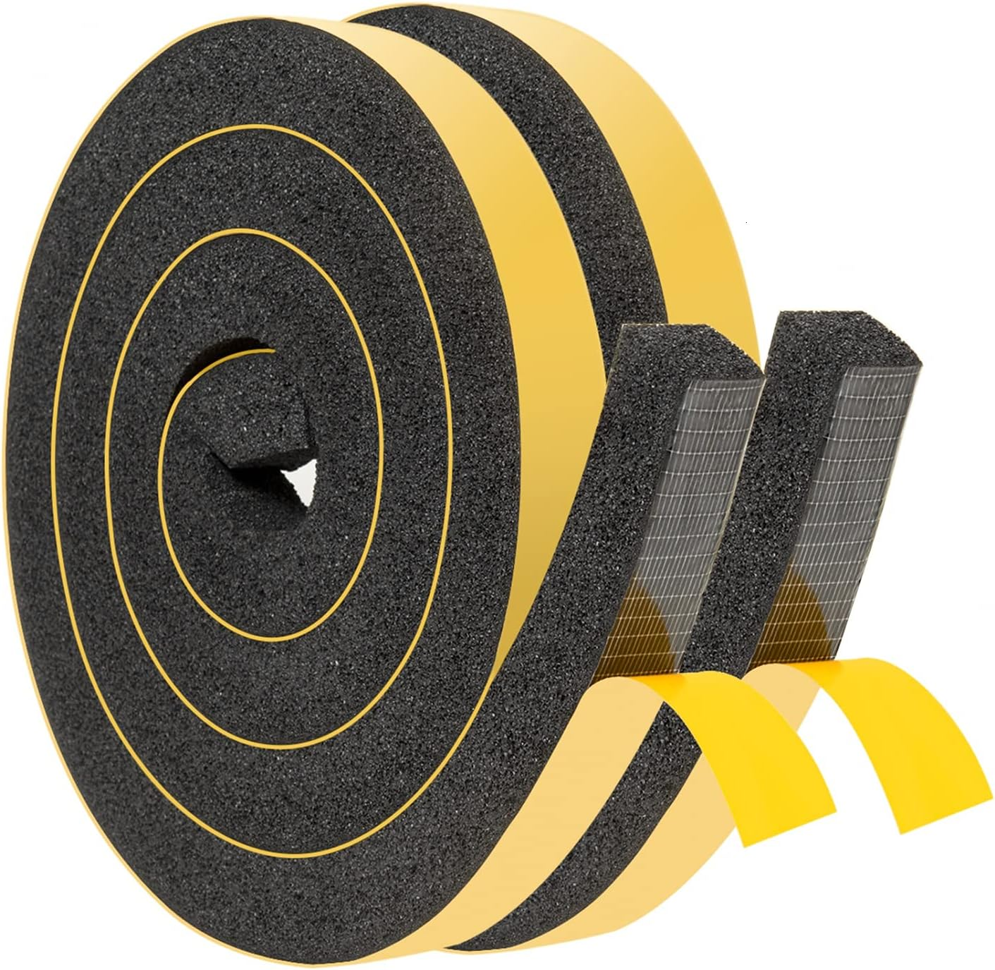 Window Air Conditioner Foam Tape 2 Pcs 1 Inch Wide X 1 Inch Thick Weather Stripping Door Seal Strip for Insulation, Weatherstrip, Gap Blocker,Total 13 Feet Long(6.5Ft X 2 Rolls)