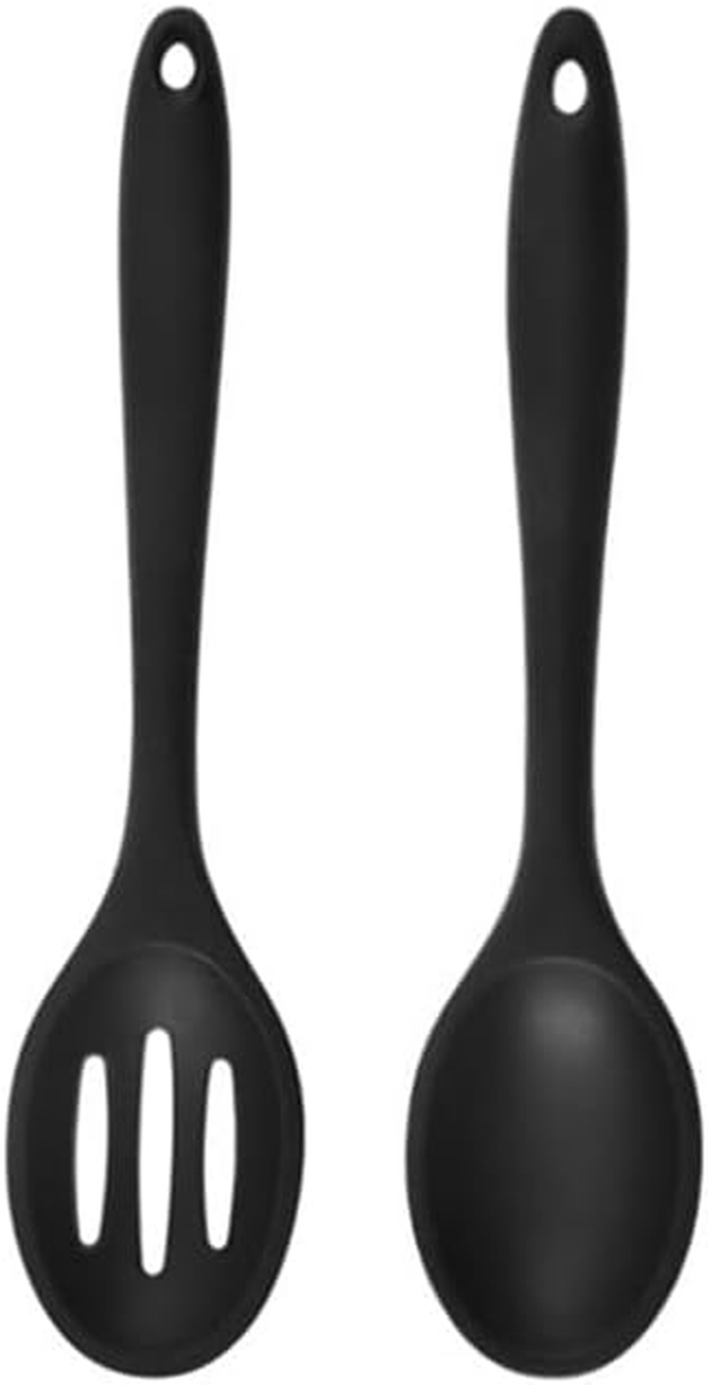 2 Pack Nonstick Silicone Slotted Spoons,High Heat Resistant Serving Cooking B...