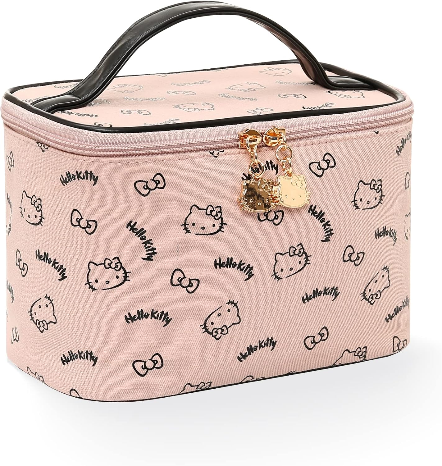 Ambealla Make up Bag Travel Cosmetic Bags Brush Holder Zipper Pouch Case Organizer Cute Organizer Suitable for Purse for Women (Light Pink Bucket Bag)