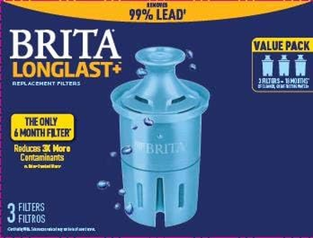 Longlast+ Water Filter, Longlast+ Replacement Filters for Pitcher and Dispensers, 3 Count