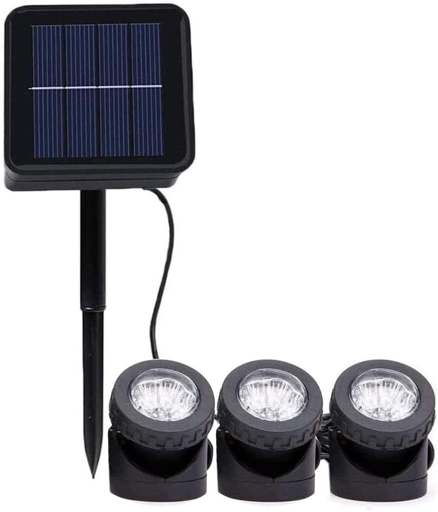 Solar Spot Lights Outdoor, LED Waterproof Pond Light Solar Spotlight Underwater Light Security Lighting Dark Sensing Auto On/Off Adjustable Lighting Angle, Outdoor Lawn Fish Tank Pool (3 Pack)