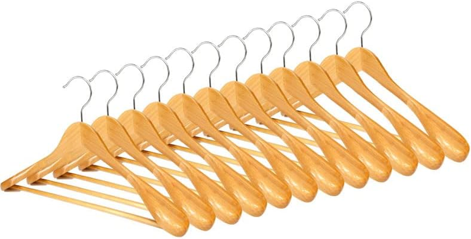 10 Pack Wooden Hangers Suit Hangers Skirts Hangers Coat Hangers with Clips, W... - Picture 7 of 15