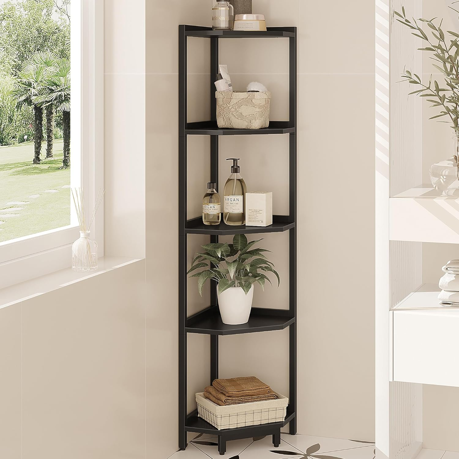 Hzuaneri Corner Shelf Stand, Corner Bookshelf, Storage Standing Shelf Unit wi... - Picture 12 of 14