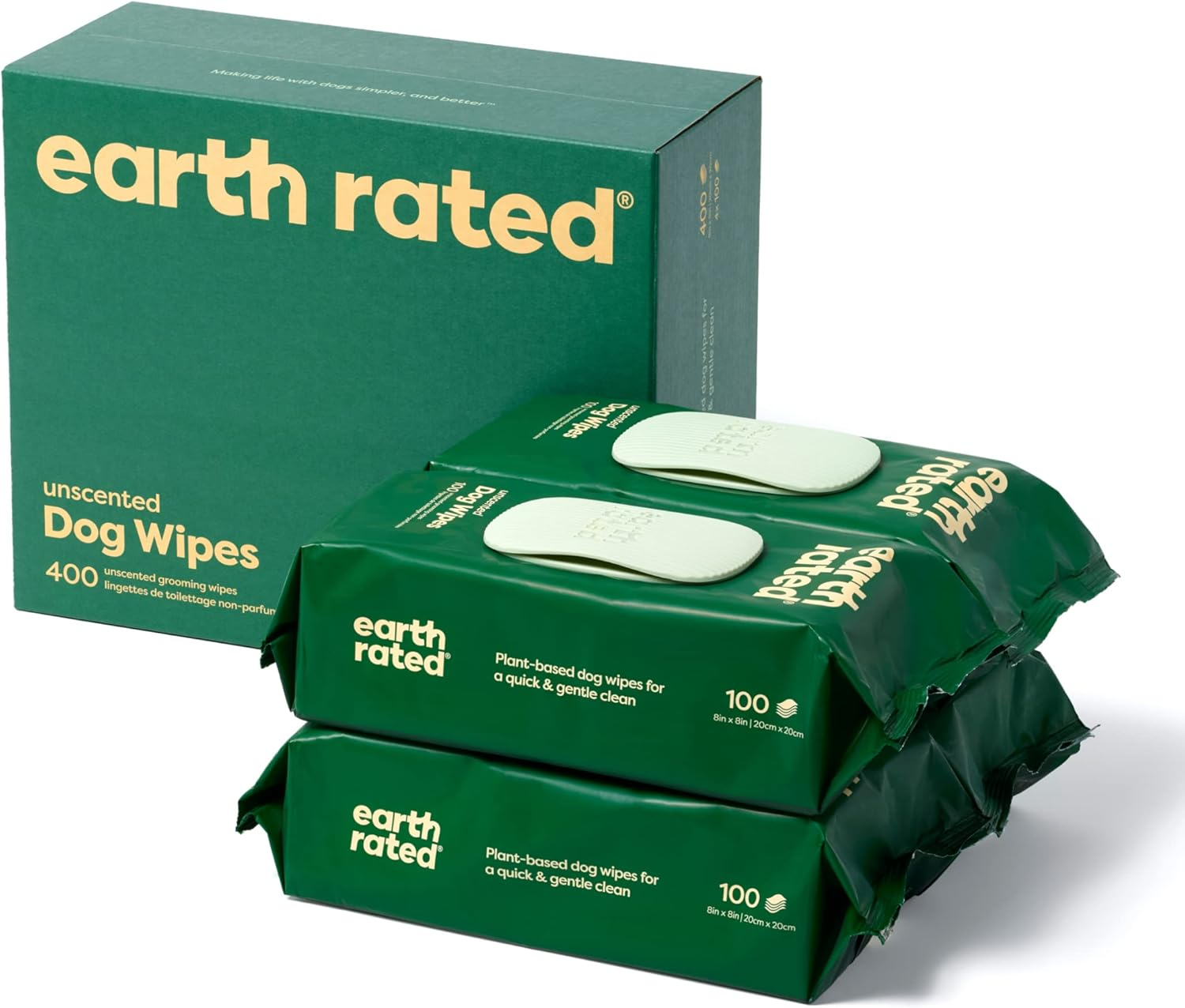 Pet Wipes for Dogs and Cats, Hypoallergenic, Cleaning and Hydrating, for Grooming Paws, Body and Butt, Unscented, 400 Count