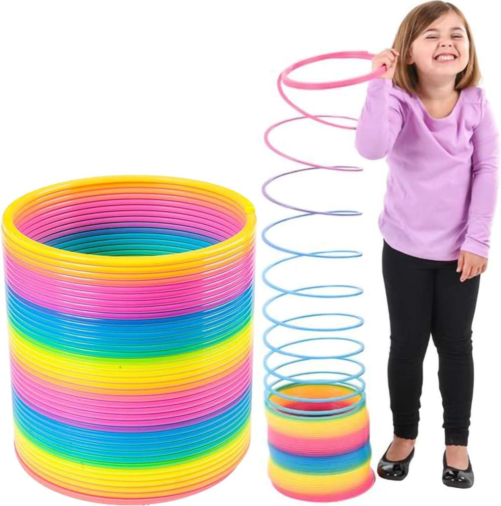 Jumbo Rainbow Plastic Coil Spring, Party Favor for Kids, Individually Wrapped, 7