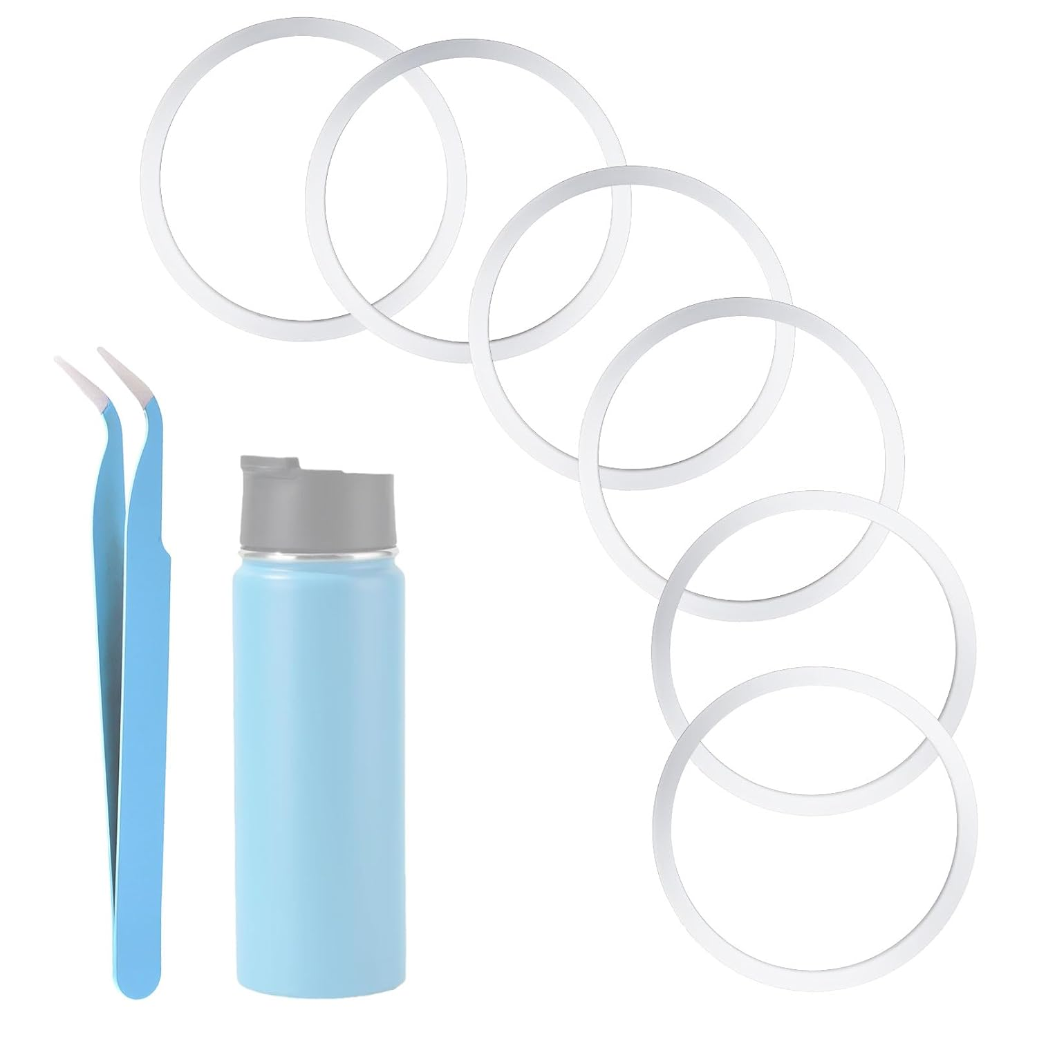 6Pcs Replacement Gasket for Hydro Flask Wide Mouth Flip Lid Cap, Silicone O Ring Gasket, Leak-Proof Top Seal Stoppers with Tweezers for Hydroflask 12/16/24/32/40Oz Water Bottles Accessories