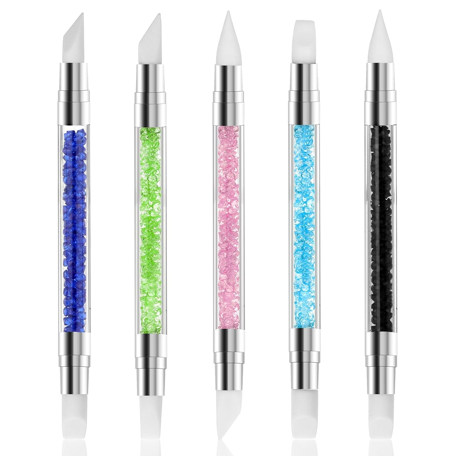 5 Pcs Nail Art Sculpture Pen Dual Tipped Silicone Nail Tools Nail Art Acrylic Pen Silicone Brushes for Resin Nail Art Tools for Design Nail Foil Carving Drawing Shaping Drawing Effect