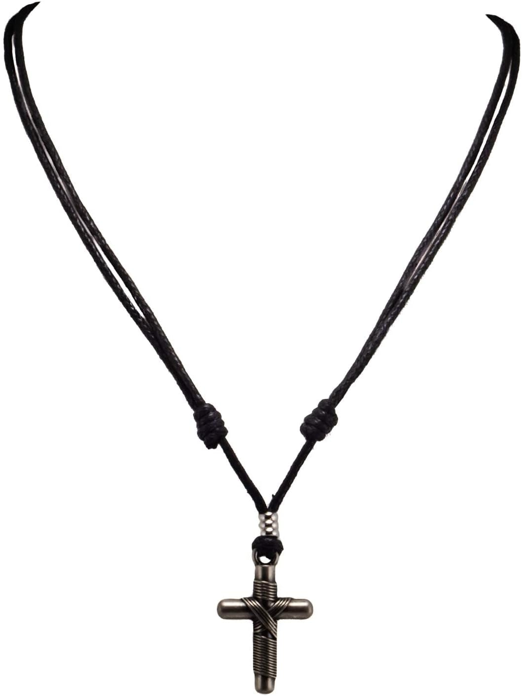 Wrapped Cross on Adjustable Cord Necklace