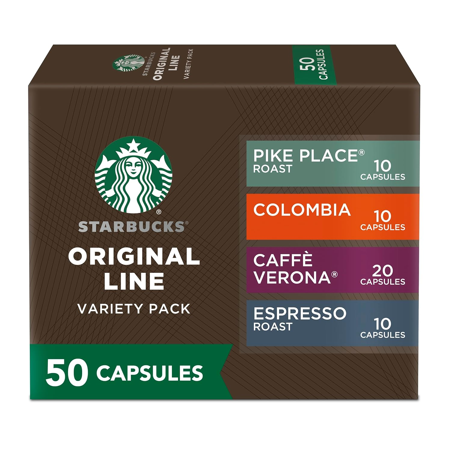 by Nespresso, Intense Variety Pack (50-Count Single Serve Capsules, 10 of Each Flavor, Compatible with Nespresso Original Line System)