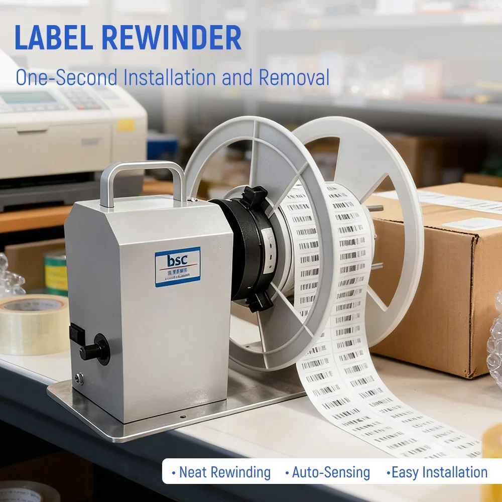 Automatic Sticker Label Rewinder Machine Printer Label Take-Up Device Reel for Label Printing Machines