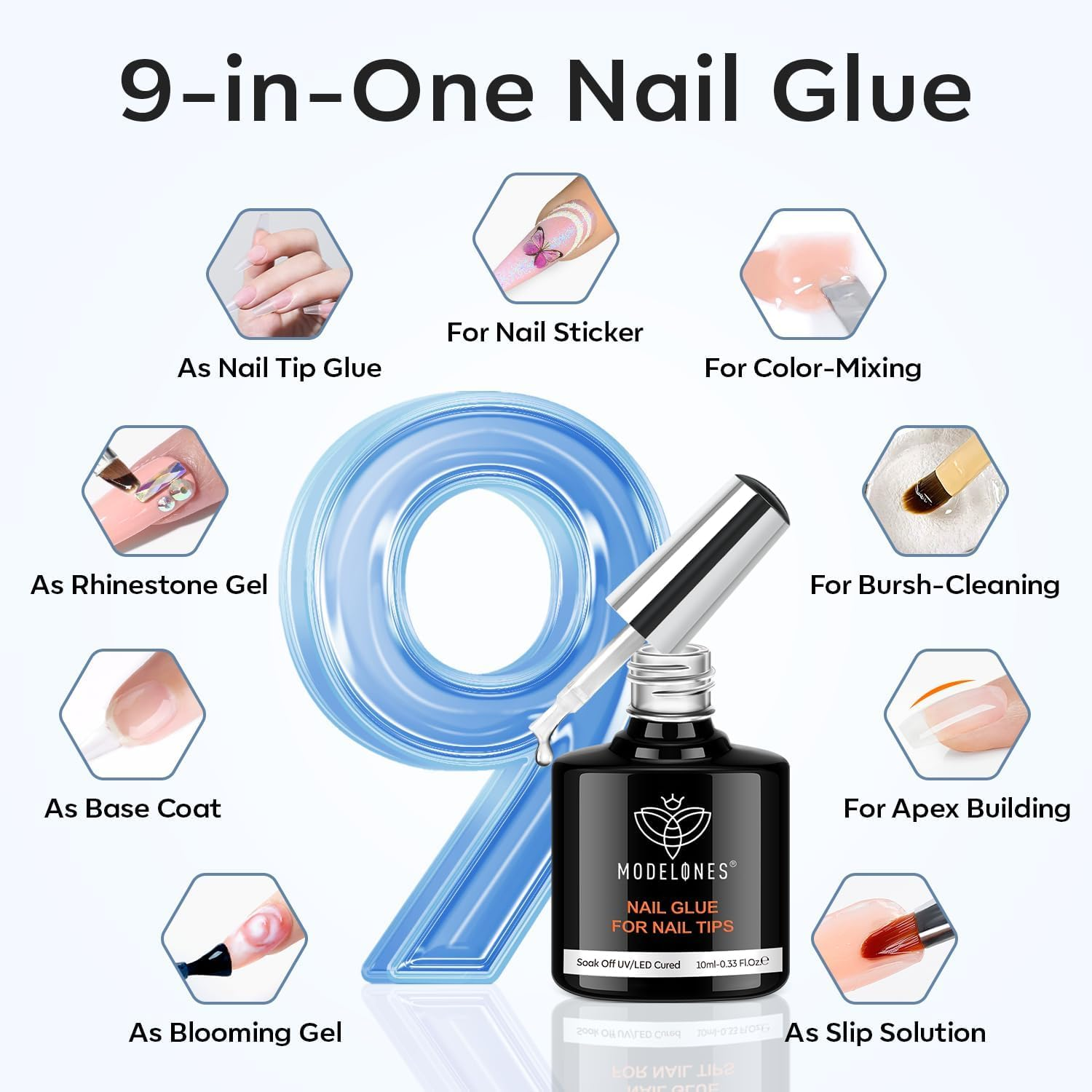 Modelones Gel X Nail Kit, Medium Almond Gel x Nail Tips, 9-in-One Nail Glue &... - Picture 3 of 17