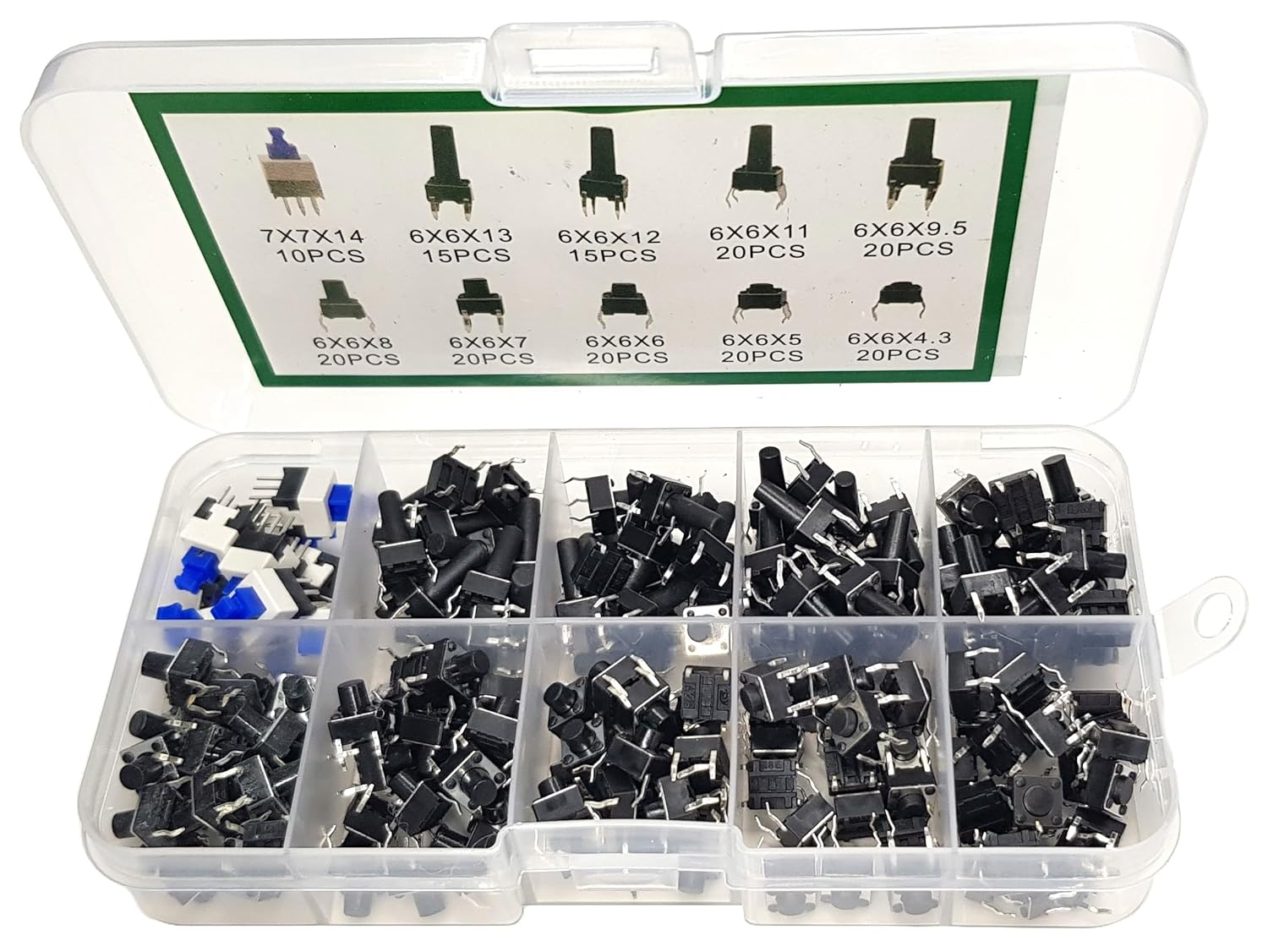 Push Button Kit - 10 Types, 180 Pieces - for Arduino, ESP32, ESP8266, Raspberry