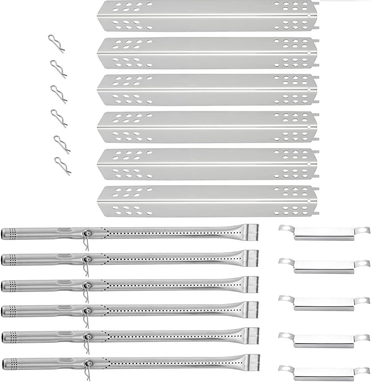 463240115 Heat Plates Burner Tubes Replacement Parts for Charbroil 6 Burner Gas Grill Parts 463235815 469235815 Char-Broil Advantage Grill Parts G432-8M00-W1 Burner G458-0018-W1 Heat Plate Shield