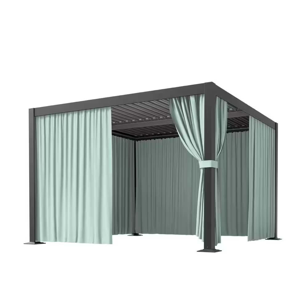 10 Ft. X 10 Ft. Universal Outdoor Privacy Curtains, Gazebo Curtains with Zipper Calcite Blue (4-Side Curtain Only)