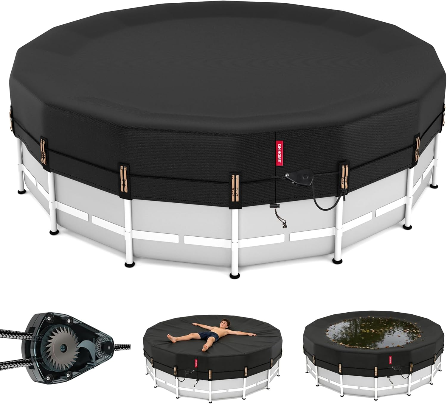 22Ft Round Pool Cover Heavy Duty Tear Resistant For Above Ground Pools Black New