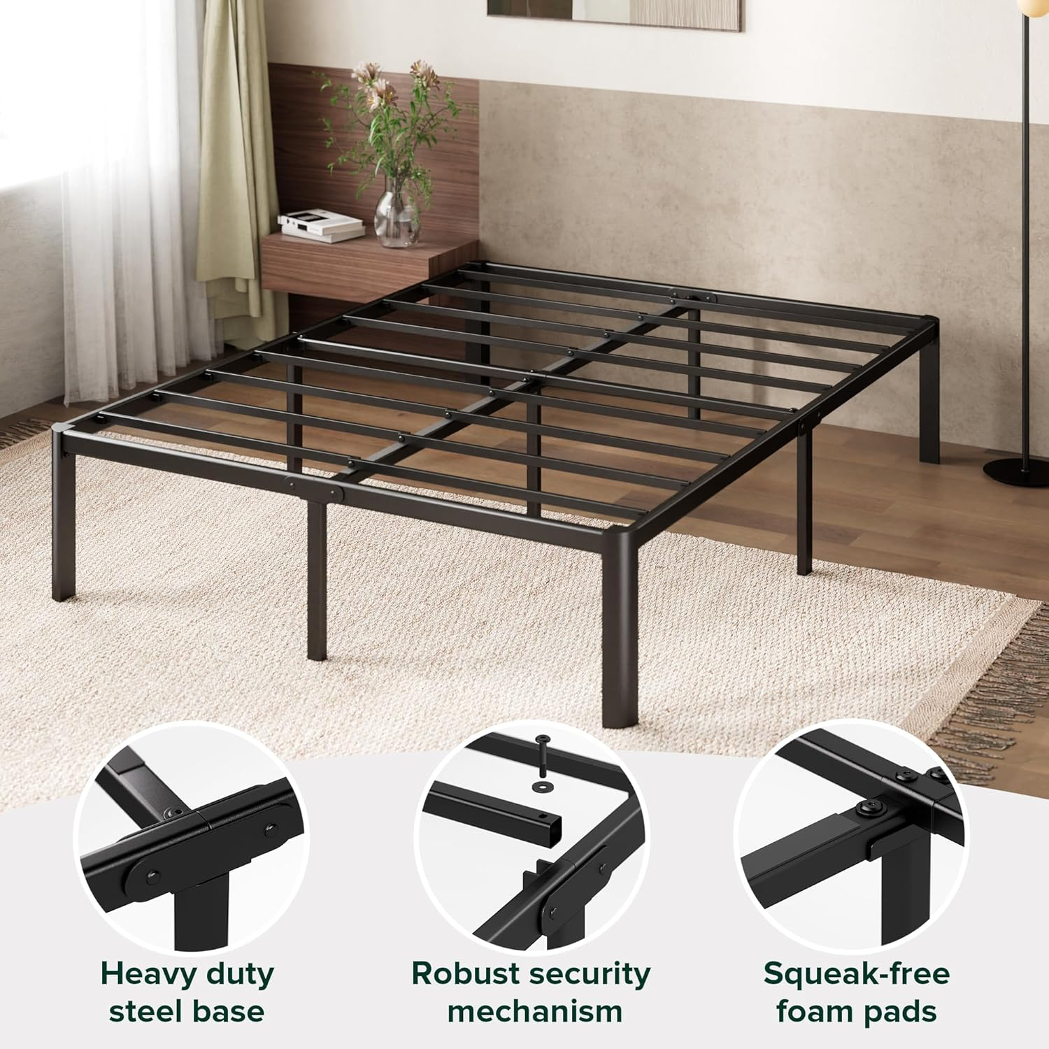 Zinus Van Queen Bed Frame 40cm Metal Bed Base | Steel Slat Mattress Support |... - Picture 7 of 16