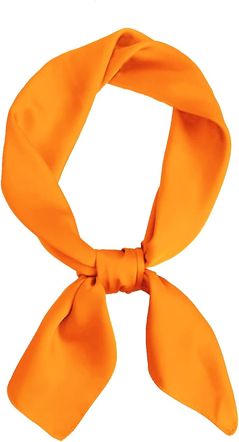 Orange Scarf Orange Ascot Fred Scooby Doo 1950s Neck Scarf Satin Silk Hallowe...
