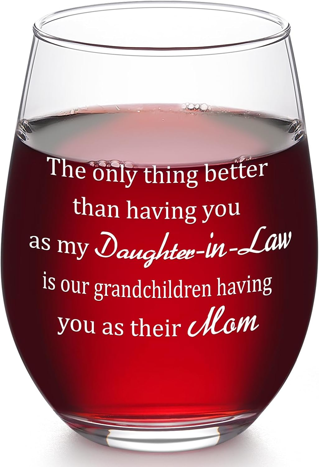 Futtumy Funny Daughter-in-Law Gifts, Daughter-in-Law Stemless Wine Glass, Mother’s Day Birthday Christmas Gifts for daughter in law, 17 oz/500 ml