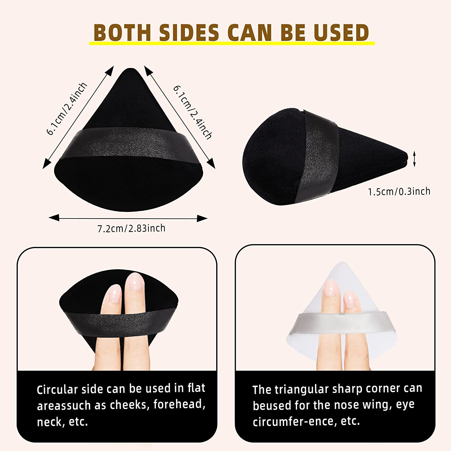 YBVABE Triangle Powder Puff Makeup Sponge,6 Pcs Ultra Soft Made of Cotton Vel... - Picture 7 of 14