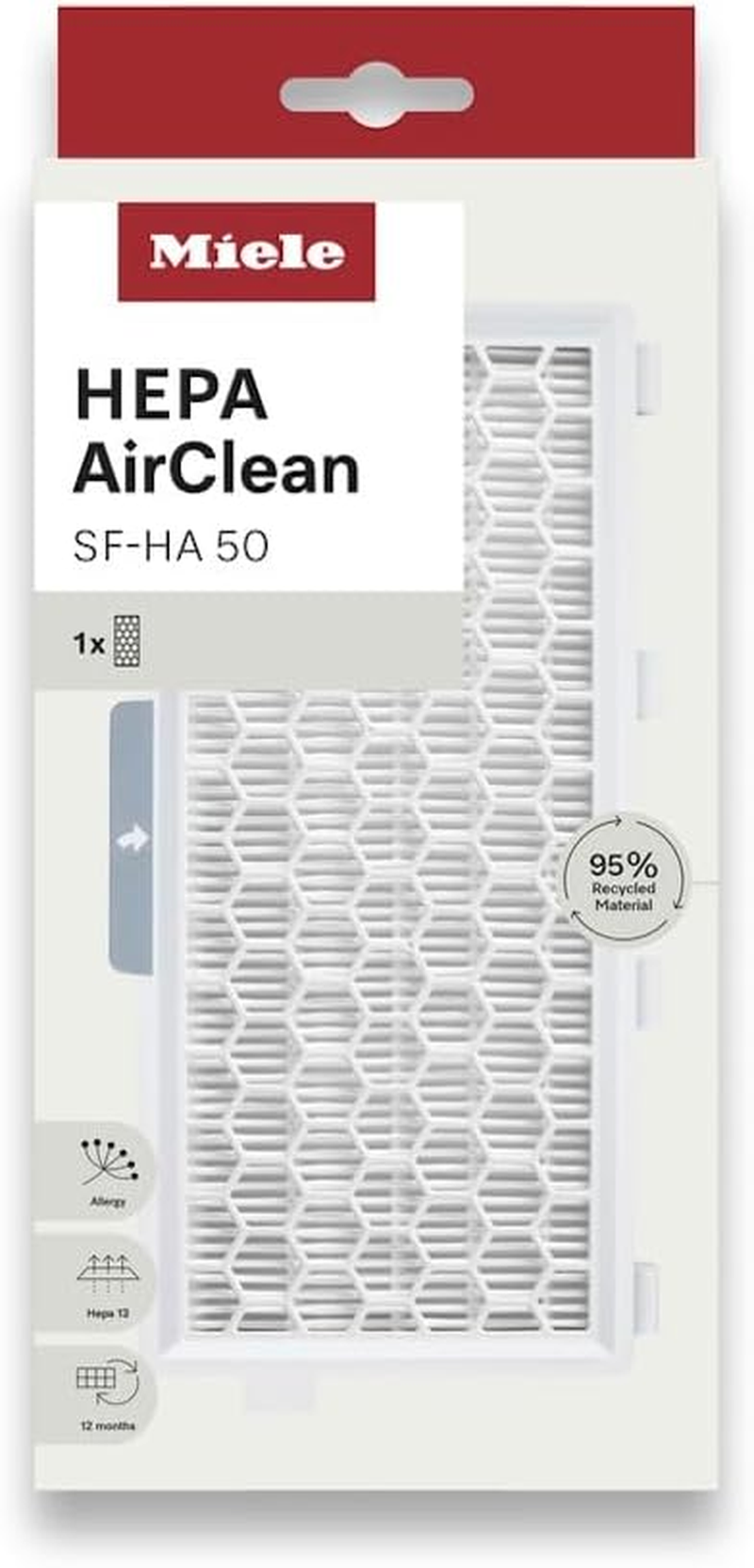 Miele Genuine HEPA Airclean Filter SF-HA 50 for Miele Guard M1, L1, Complete C2, C3 & Compact C1, C2 Vacuum Cleaners, Great for Allergy Sufferers