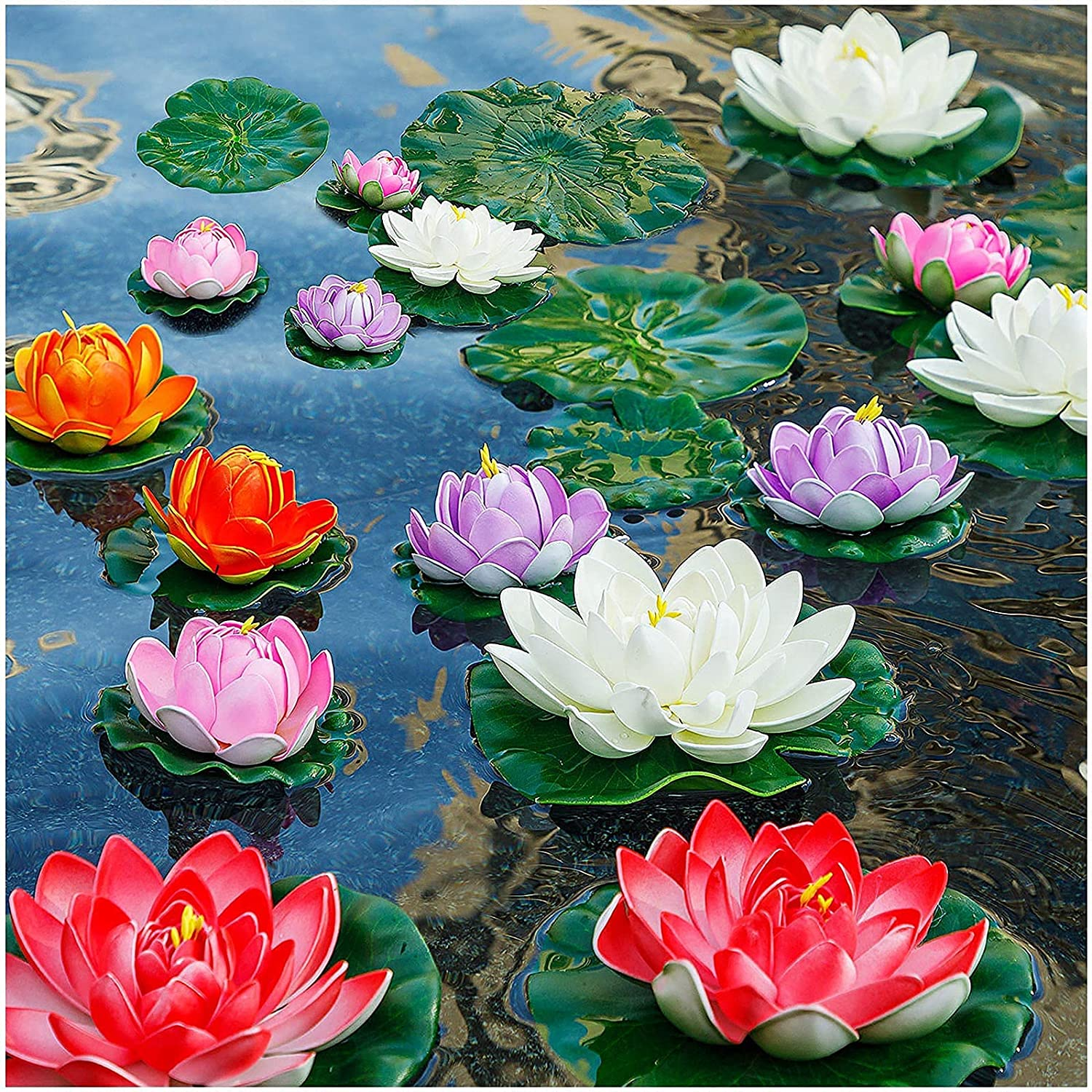 LSHCX Artificial Floating Lotus Flower For Pond Decor