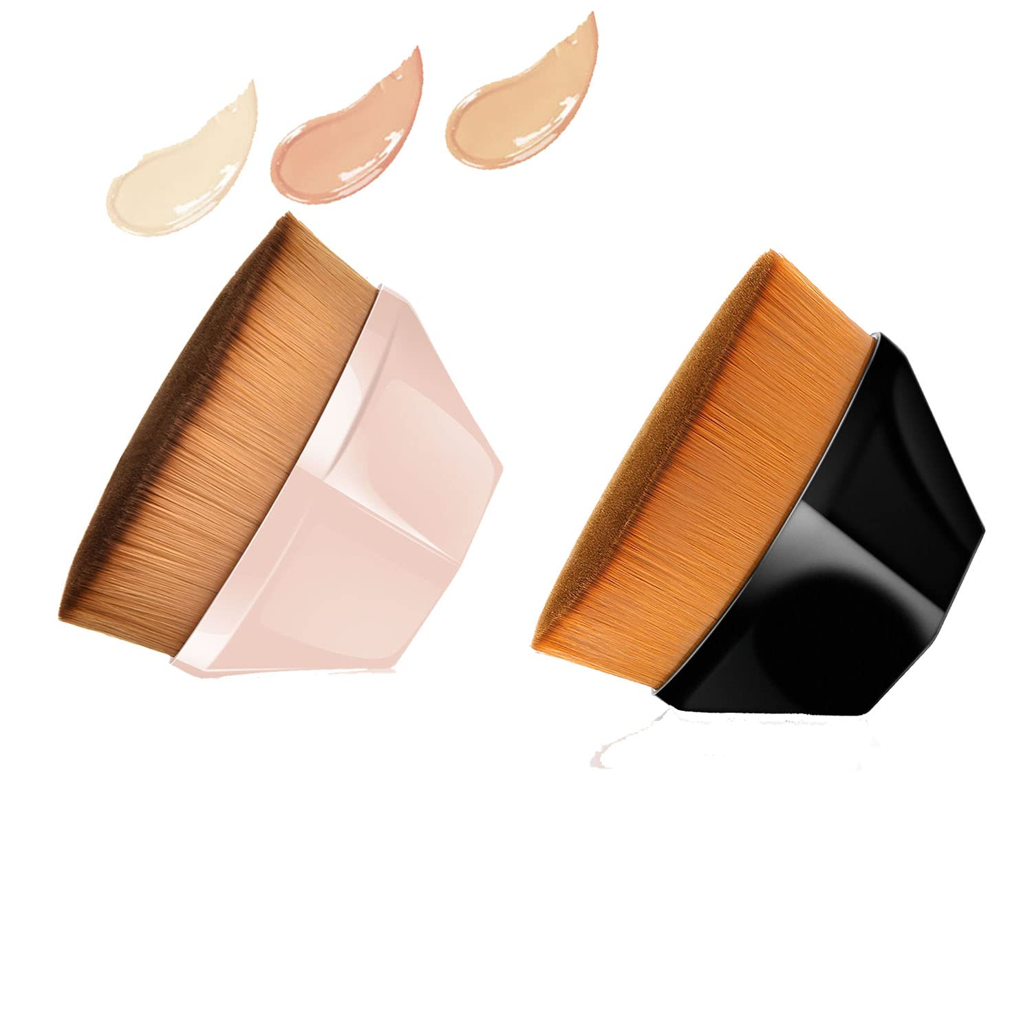 Foundation Brush Kabuki Makeup Brushes 2 Pack Flat Top High-Density Multifunctional Foundation Makeup Brush