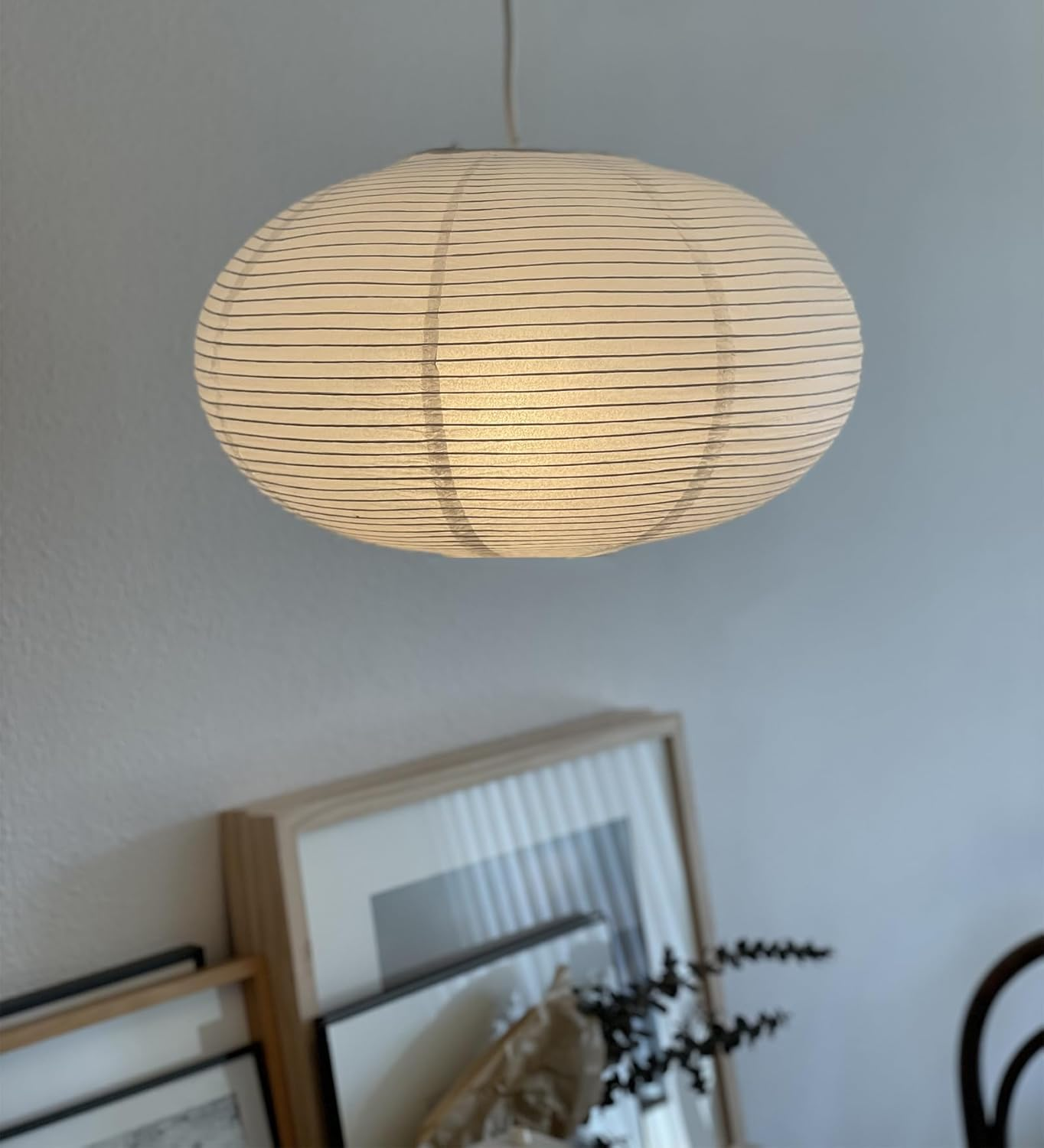 2Pack White Oval Paper Lanterns 16”, Chinese Japanese Paper Lantern Lights Paper Lamp Shade for Home Decor Wedding Birthday Party Decorations(White-16Inch-2Pcs)