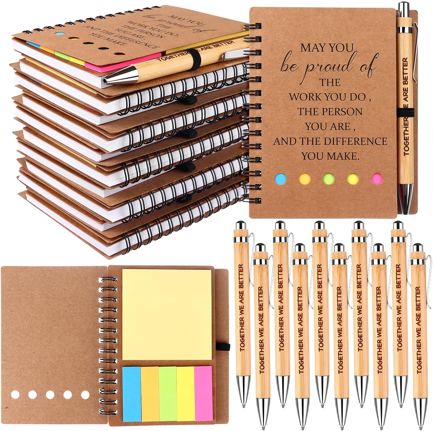 10 Sets Employee Appreciation Gifts Bulk Motivational Bamboo Ballpoint Pens