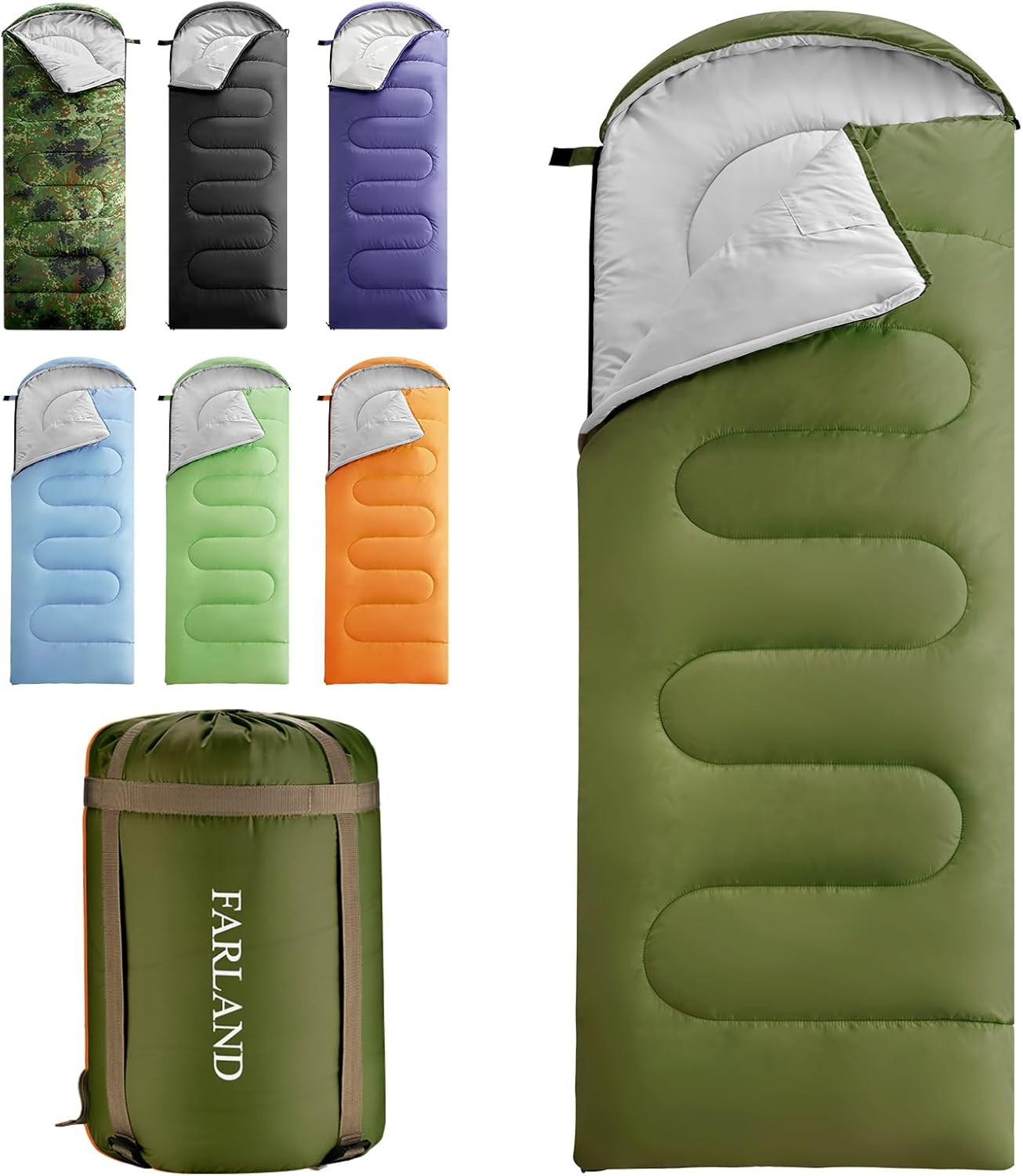 Sleeping Bags 30℉ for Adults Teens Kids with Compression Sack Portable and Lightweight for 3-4 Season Camping, Hiking,Waterproof, Backpacking and Outdoors