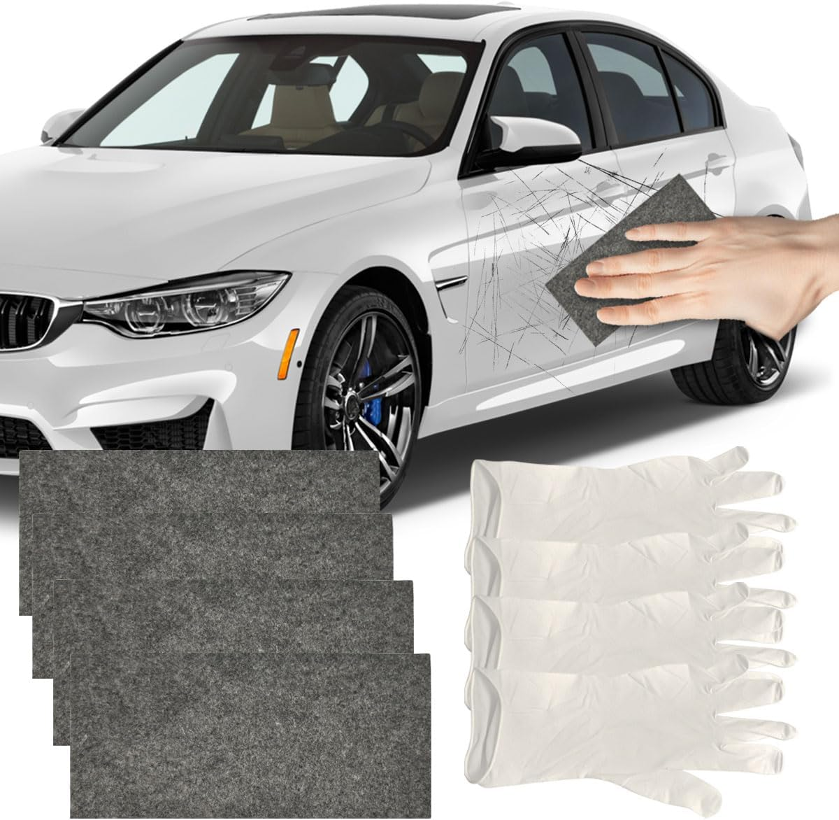 4PCS Nano Sparkle Cloth Car Scratch Remover, Nanosparkle Cloth Scratch Fix Tool to Repair Paint Scratches, Surface Polishing, Water Spots (Black 1)