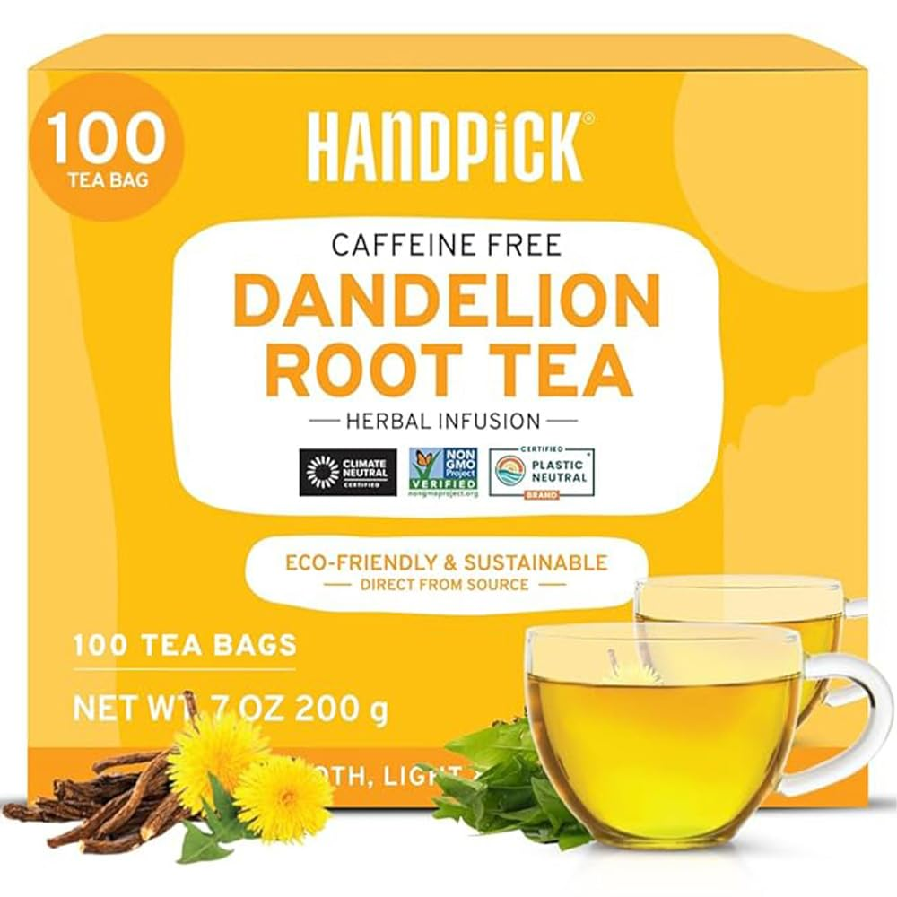 HANDPICK, Dandelion Root & Leaf Tea Bags (100 Herbal Tea Bags) Caffeine-Free Herbal Blend | Can Support Digestion & Lipid Metabolism | Eco-Conscious Tea Bags | Direct from Source