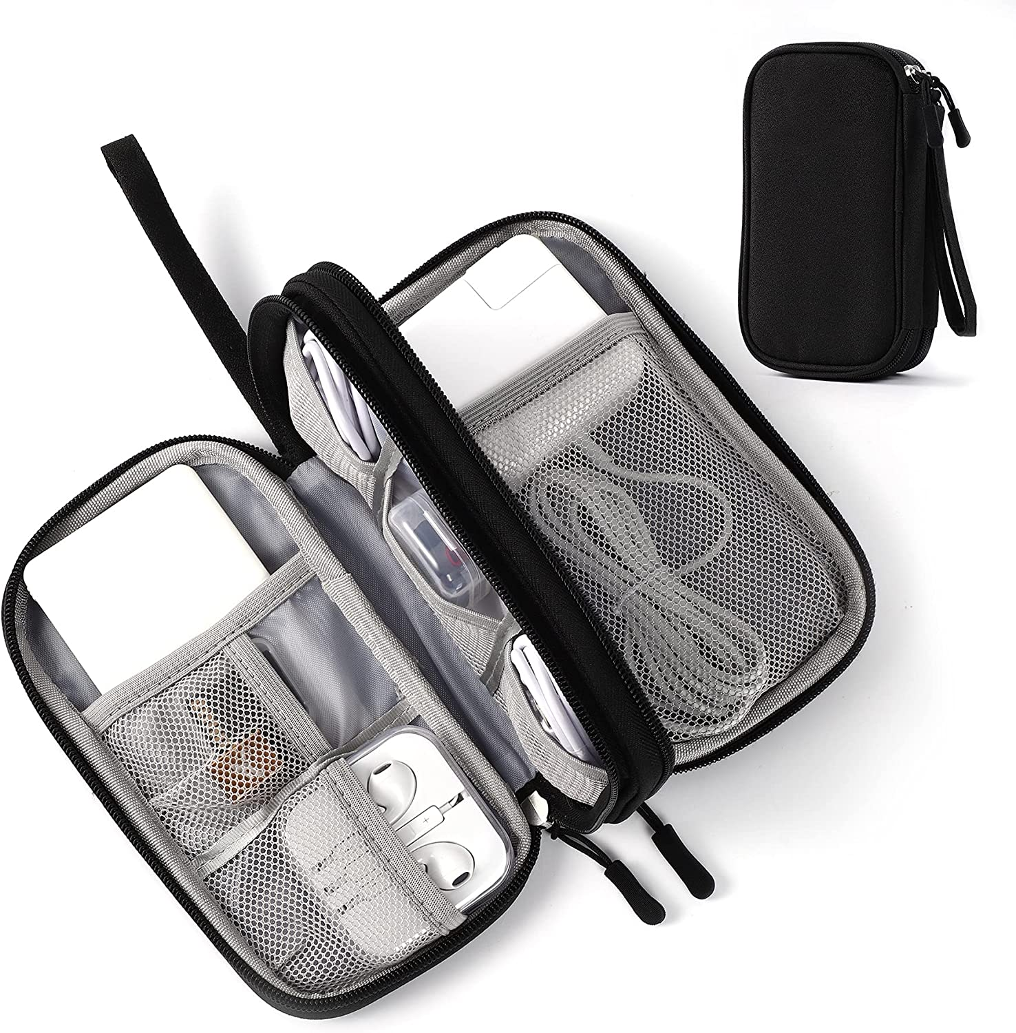 Electronic Organizer Pouch Bag, 3 Compartments Travel Cable Organizer Bag Pouch Portable Electronic Phone Accessories Storage Multifunctional Case for Cable, Cord, Charger, Hard Drive, Earphone