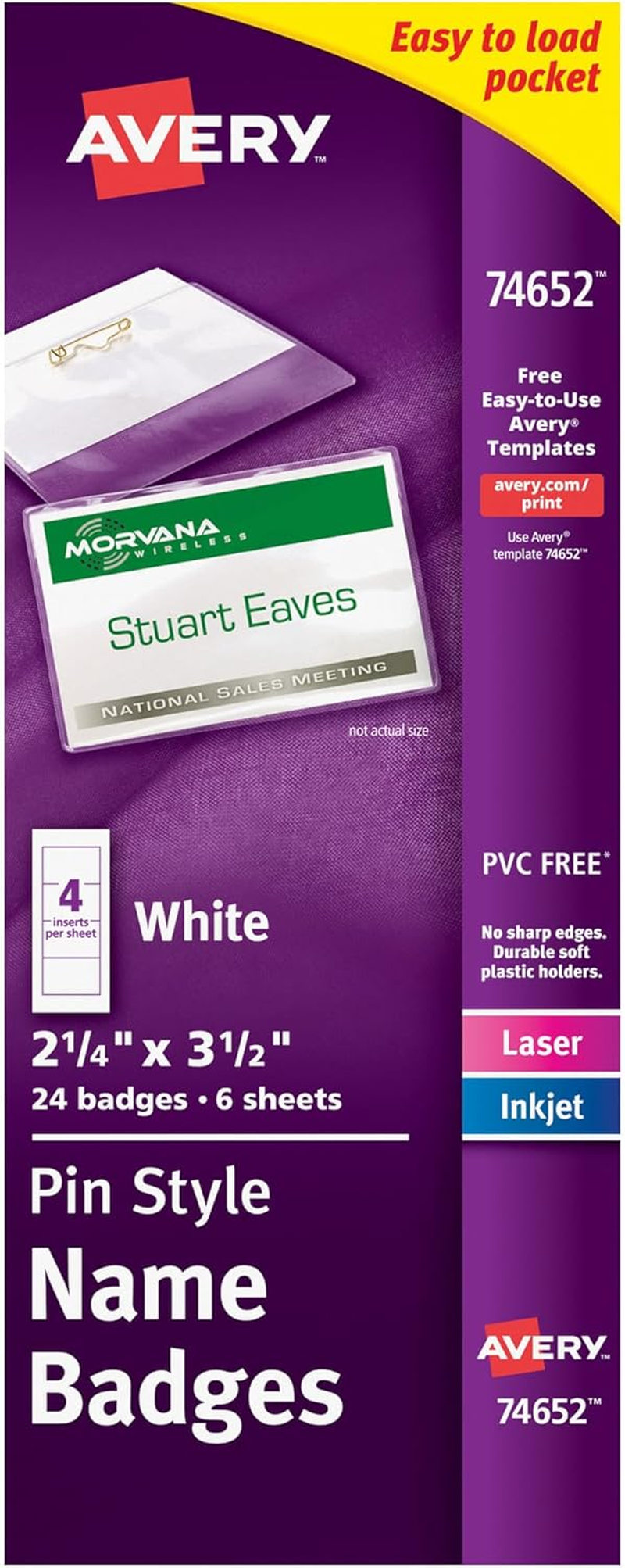 Customizable Name Badges with Pins, 2.25