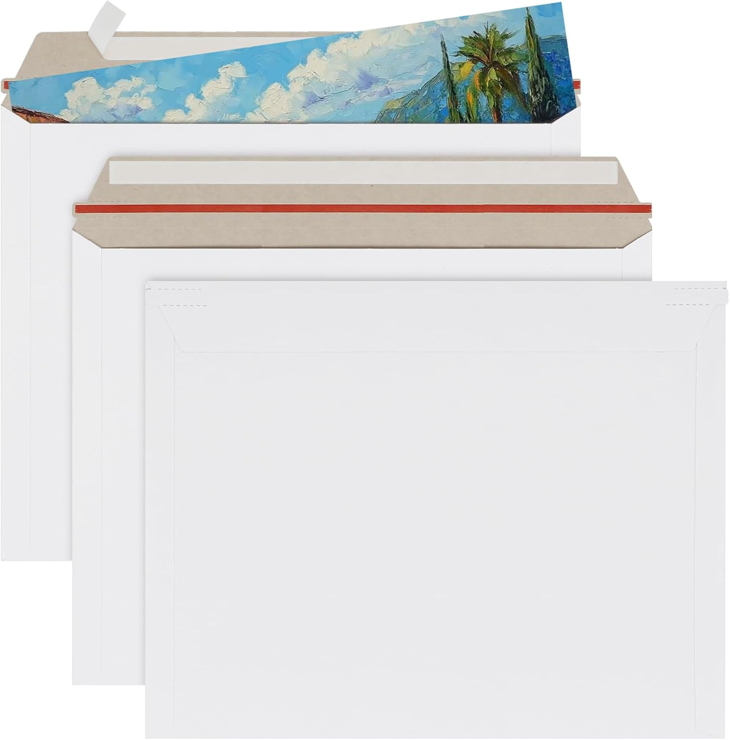 50 Pack 11X14 Inch White Rigid Mailer, Self Seal Photo Document Mailers, Stay Fl