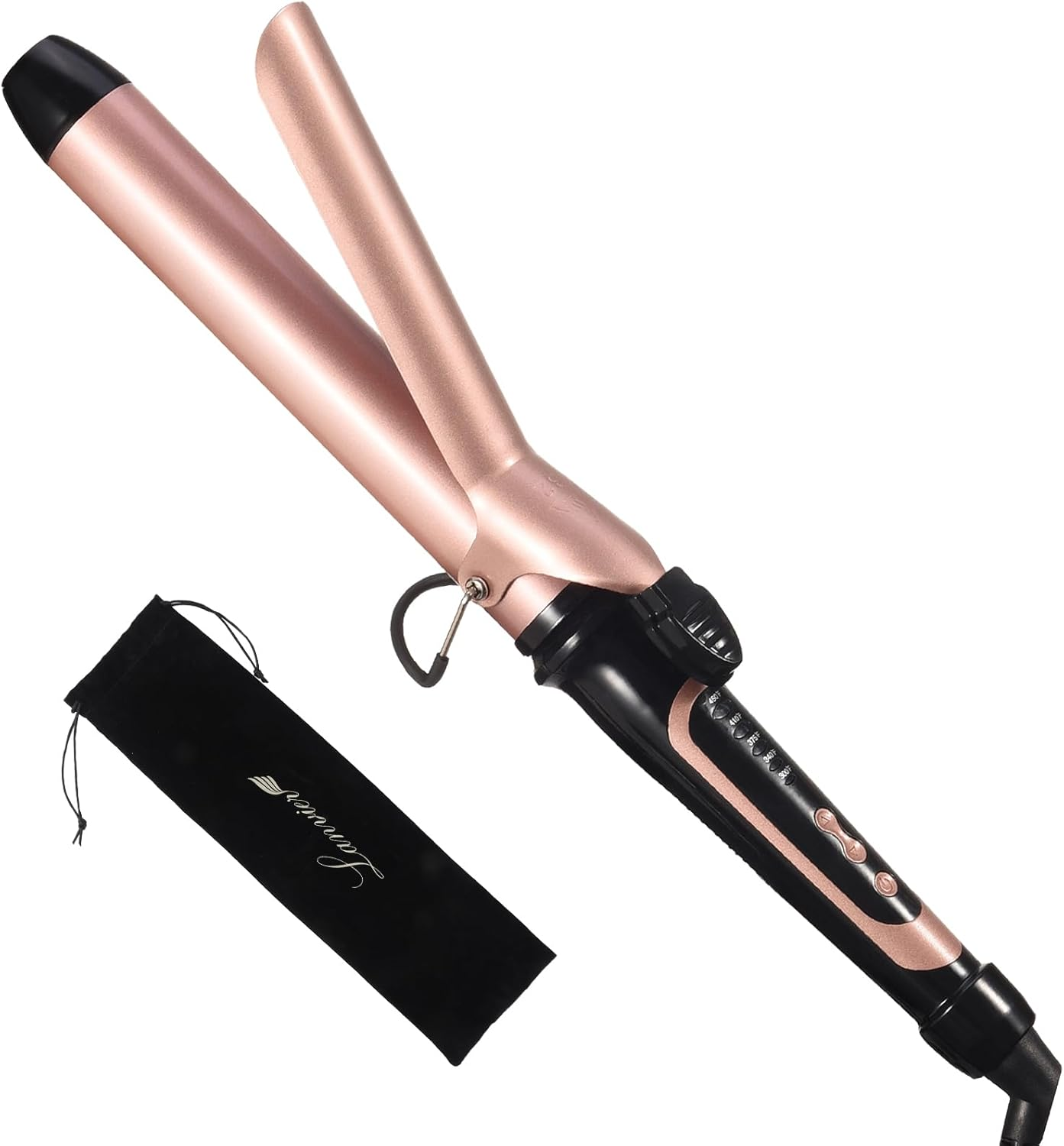 1.25 Inch Long Barrel Curling Iron, 1 1/4 Inch Curling Iron for Medium to Long Hair up to 450F, Worldwide Dual Voltage Curler for Traveling, Waving Style Tool - Rose Gold