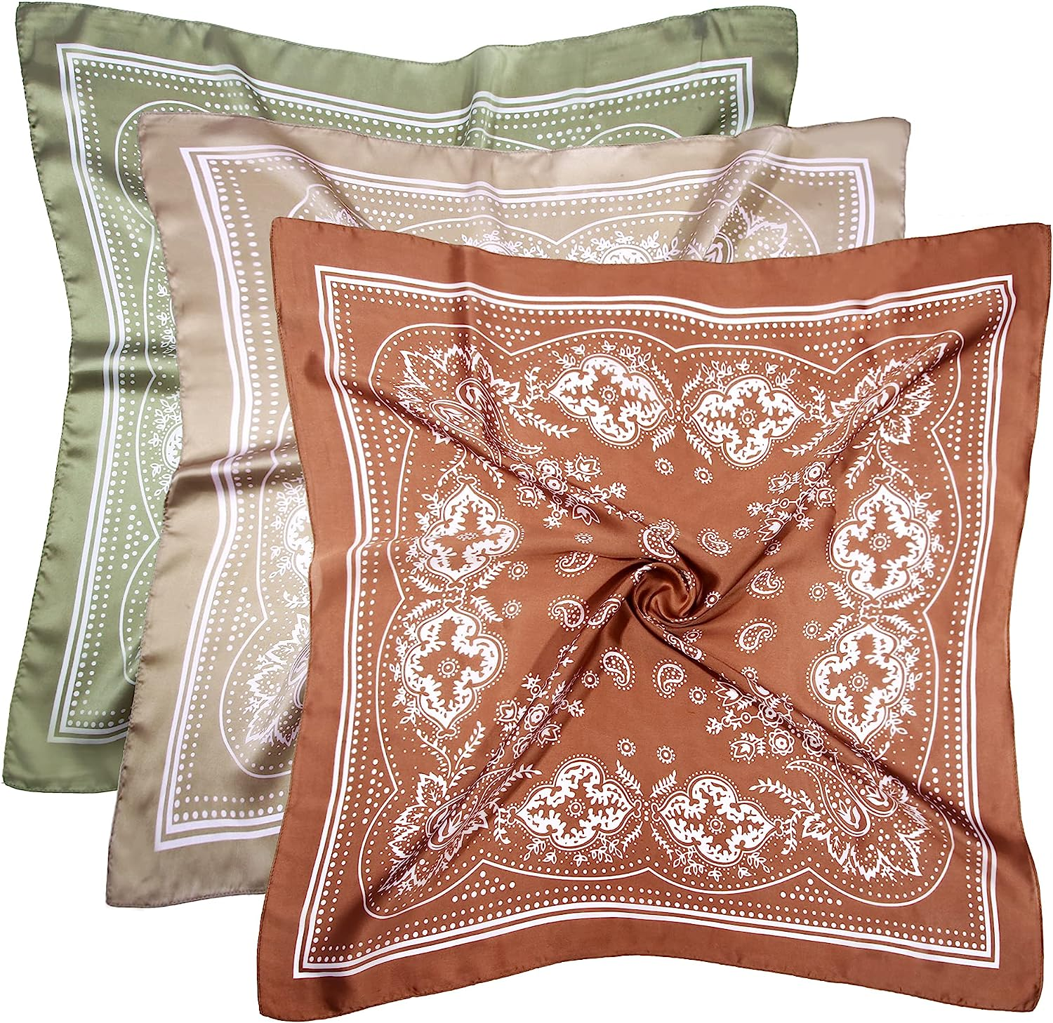 3 Pcs 27.5 Inches Satin Head Scarf Hair Scarf Silk Head Scarf Silk Bandana Silk Hair Wrap Neck Scarf for Women Girls