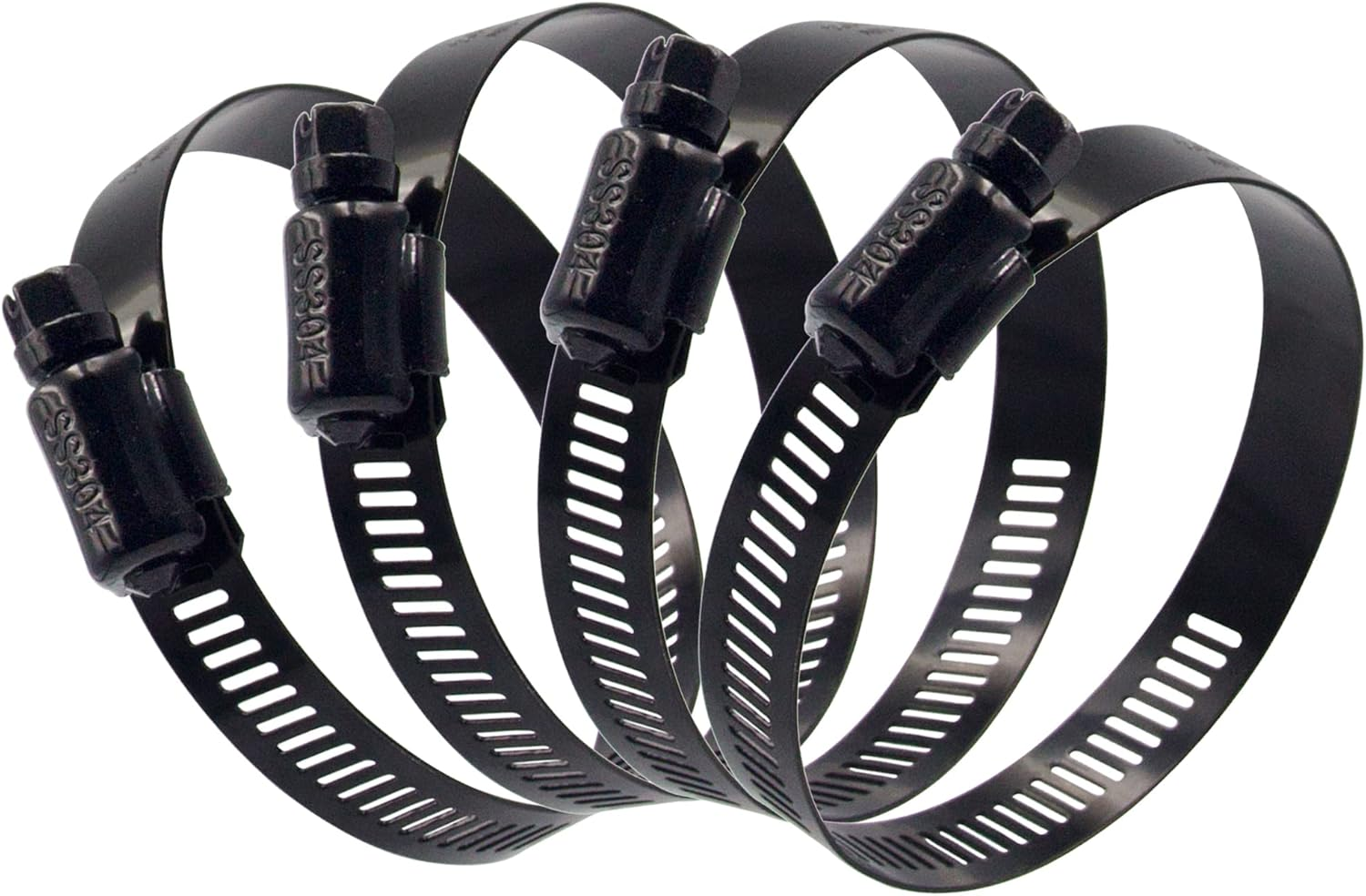 4pcs 4 Inch Stainless Steel Adjustable 78-102mm Size Range Worm Gear Hose Clamp, Fuel Line Clamp for Plumbing, Automotive and Mechanical Application (Black)